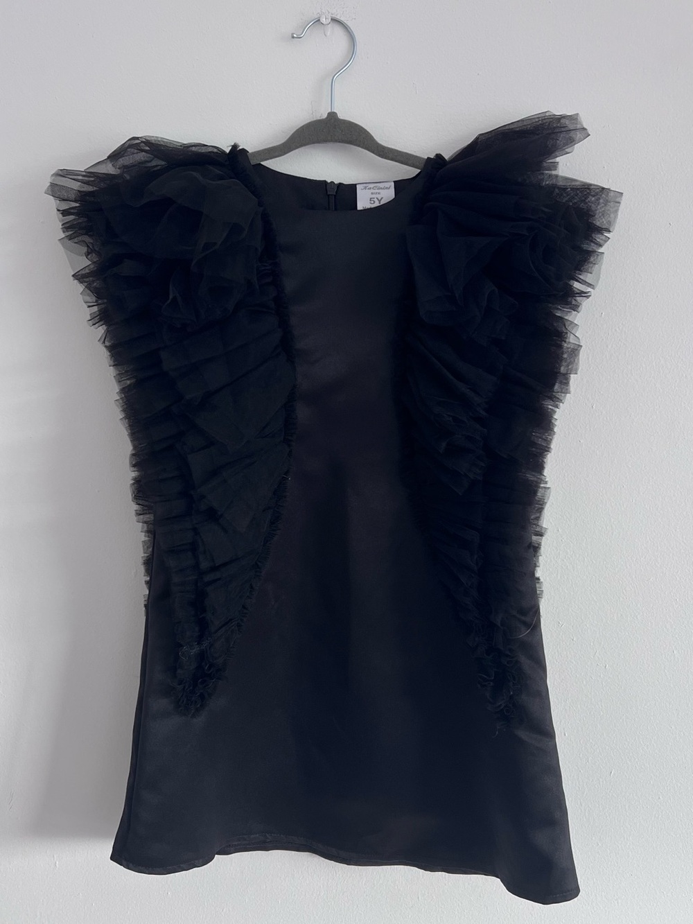 Girls Black Ruffle Tulle Party Dress Size 5Y Goth Holiday Formal